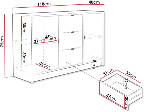Kombikommode Tireno 2D3SZ (Farbe: Sandbeige) Bild 5