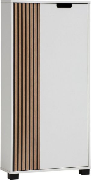 Schildmeyer Highboard Ryker 160036, Mattweiß/Akustikpaneel Optik, 59,8 x 19,5 x 124 cm
