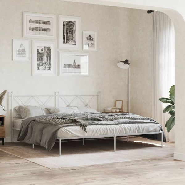 vidaXL Bettgestell mit Kopfteil, Metall weiß, 183x213 cm