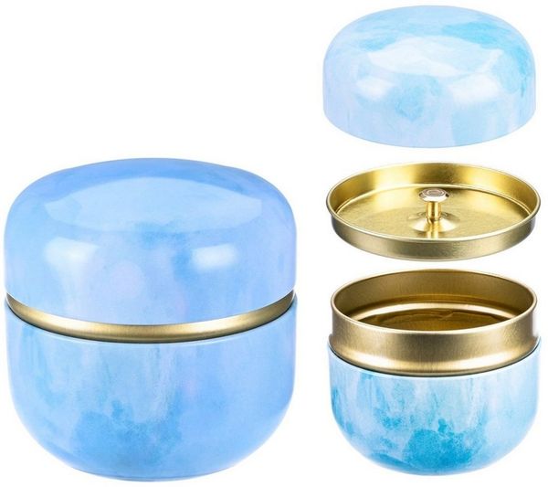 Goodwei Teedose Chazutsu Matcha Teedose aus Metall: japanisches Design, blau, Weißblech, (3-tlg)
