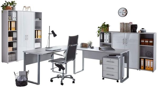 BMG Möbel Büromöbel-Set Office Edition 5, (Büro Set, 8 tlg), Türen abschließbar, Rollcontainer