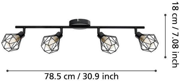 Eglo 32767 Spotleuchte LED ZAPATA 1 G9 4X3W Stahl schwarz, Glas amber L:63,5cm B:6,5cm