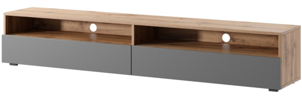 Selsey 'Rednaw' TV-Schrank , Holzoptik Eiche / Hochglanz Grau mit LED, 180 cm