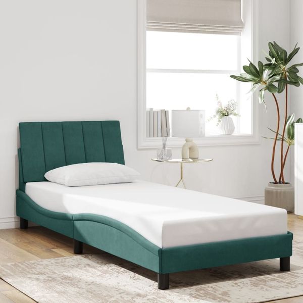 vidaXL Bettgestell ohne Matratze "Hanko" Dunkelgrün 90x190 cm Samt 3207822