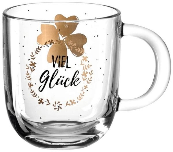 LEONARDO Emozione Tasse Viel Glück 400 ml, Glas, klar