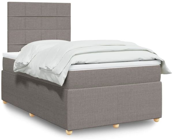 vidaXL Boxspringbett mit Matratze Taupe 120x200 cm Stoff 3292027