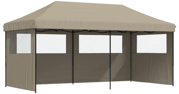 vidaXL Pop-Up Partyzelt, faltbar, mit 3 Seitenteilen, Stahl / PE, Taupe, 315 x 292 x 580 cm
