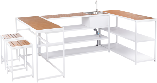Outdoor-Küche mit Spüle AVETRANA Metall Braun Weiß