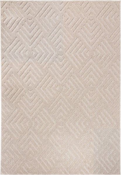 Mazovia Designteppich In- & Outdoor Teppich Wetterfest & UV-beständig Balkon - Beige Cream, 60 x 100 cm, Höhe 6 mm, Kurzflor, Weich, Pflegeleicht, Flachgewebe