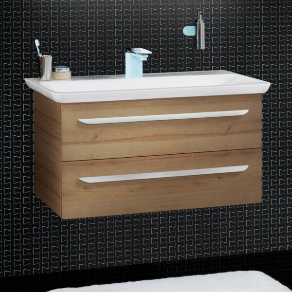 Lanzet M9 Waschtischunterschrank 90 cm Hellbraun Bild 2