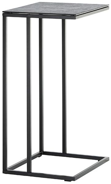 Beistelltisch >FARGO< in grau / schwarz, Metall / Glas - 40x70x35cm (BxHxT)