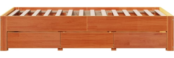 vidaXL Massivholzbett ohne Matratze mit Schubladen Braun 90x200 cm 3308815 Bild 4