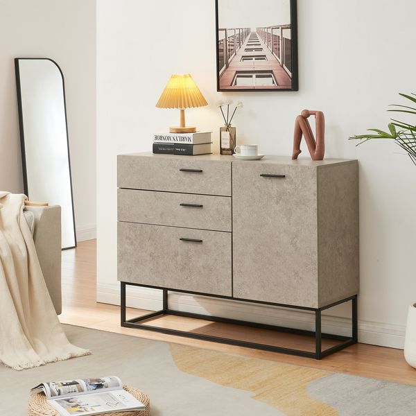 Sideboard Lavangen 75x100x35 cm Betonoptik, hell [en. casa]