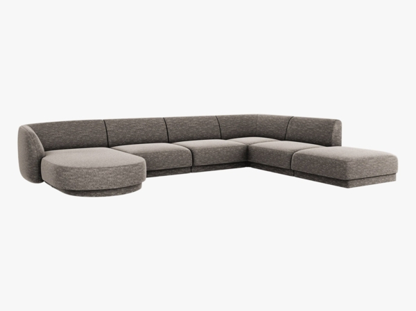 Micadoni Panorama-Ecksofa Miley 6-Sitzer Rechts Chenille Haga Grau