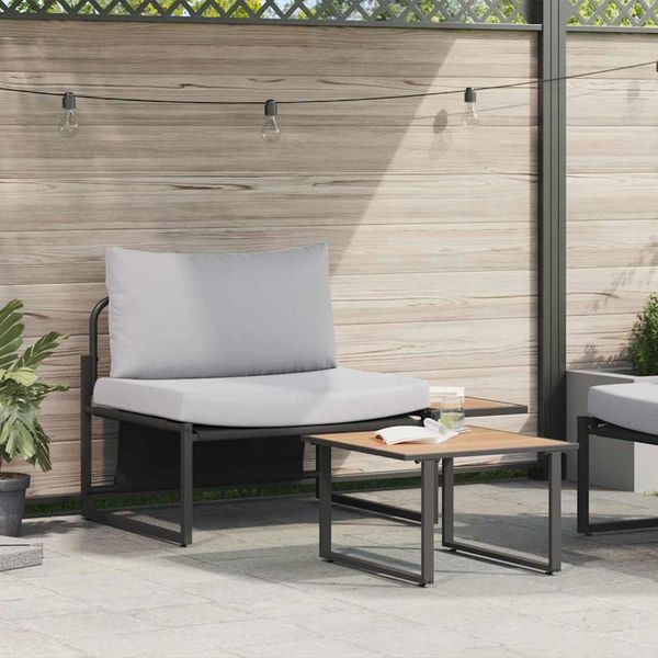 vidaXL Gartensofa-set 2 pcs Hellgrau Stahl 42004141