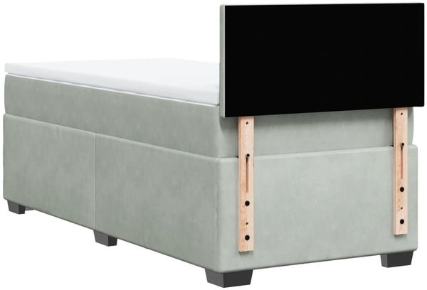 vidaXL Boxspringbett mit Matratze Hellgrau 90x190 cm Samt 3286180 Bild 10