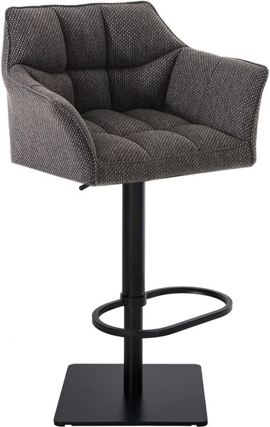 Barhocker SIHAR - Stoff Titangrau 64x45x88 cm Schwarz | Barstuhl Höhenverstellbar Mit Lehne Drehbar Tresenhocker Tresenstuhl Kneipenhocker
