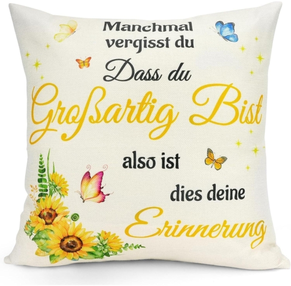 Sunia Mama Geschenk Weihnachten Dekokissen 45x45cm Leinenbezug
