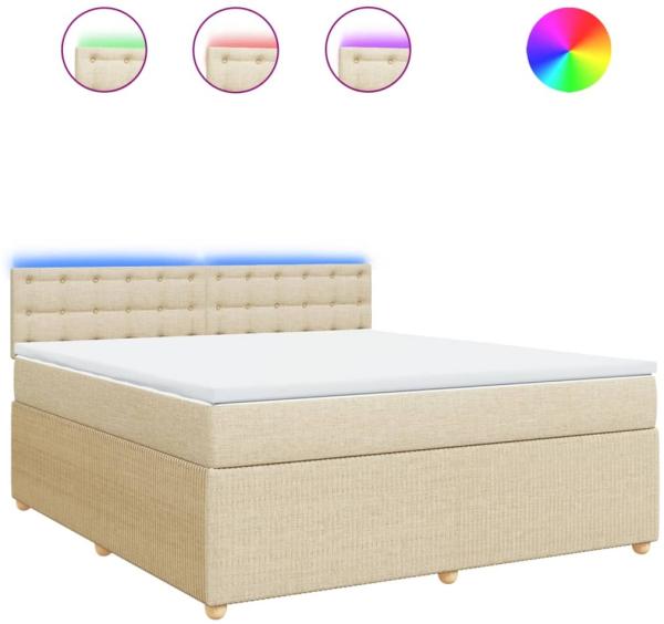 vidaXL Boxspringbett mit Matratze Creme 180x200 cm Stoff 3289854