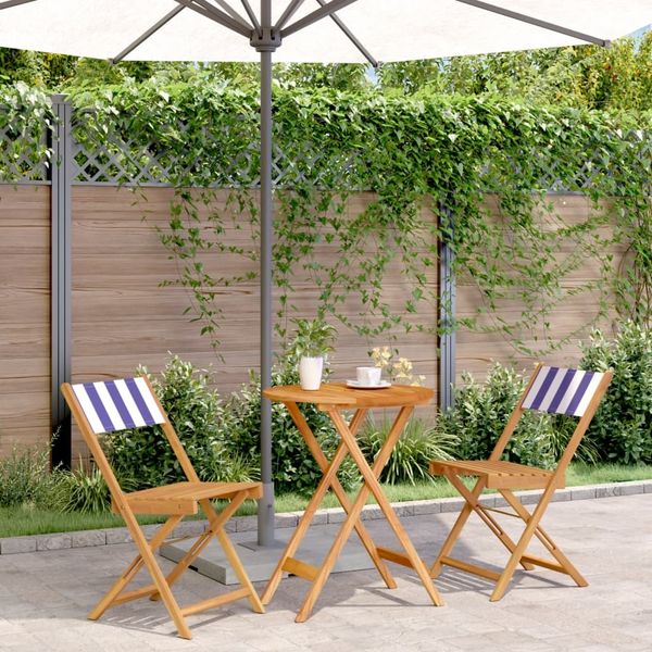 vidaXL 3-tlg. Bistro-Set Blau und Weiß Stoff und Massivholz 3281753