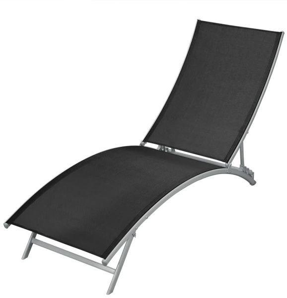 Sonnenliege, Gartenliege Stahl und Textilene Schwarz