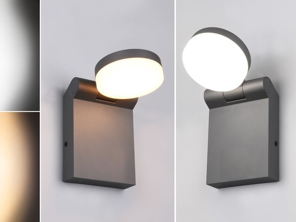 2er Set LED Außenwandleuchten Höhe 19cm Leuchtenkopf einstellbar, Schwarz