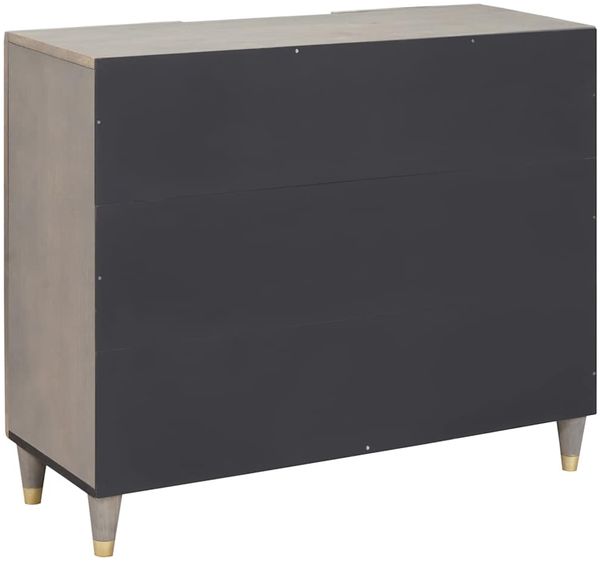 Sideboard, Kommode Grau und Gold 90 x 33 x 75 cm Massivholz Mango j1707p Bild 5