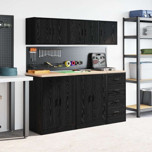 vidaXL Garagen-Wandschrank Schwarz Holzwerkstoff 860627 Bild 3