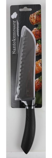 Santokumesser BASE 18 cm, Klinge Edelstahl, Griff PP schwarz, universell für Fleisch, Fisch, Gemüse, ergonomisch, langlebig, pflegeleicht