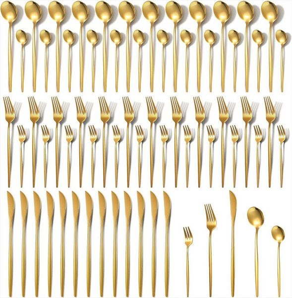 KingLux Besteck-Set 60Teiliges Essbesteck Tafelbesteck Set glänzend Spülmaschinenfest (60-tlg), 12 Personen, Edelstahl