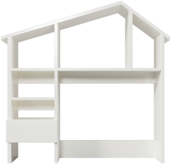 Kinder Bücherregal mit Klappbarem Nachttisch, Massivholz+MDF, Weiß, Wandregal für Spielzeug und Bücher