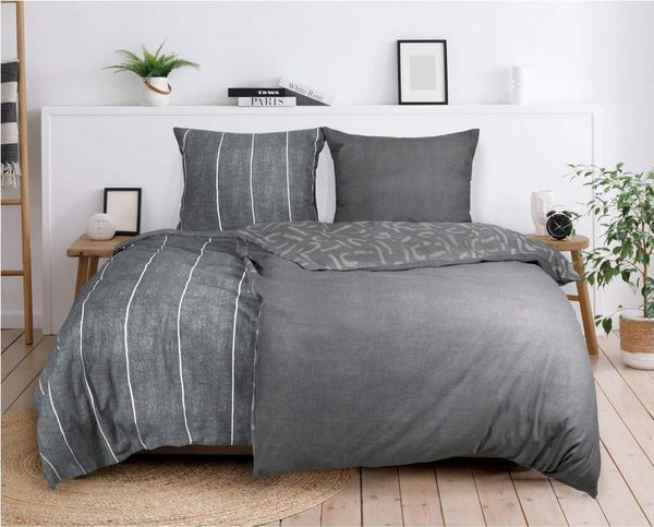 Esprit Bettwäsche FLANELL Winter Bettwäsche, Baumwolle, 1 teilig, 155 x 220 cm in Grau