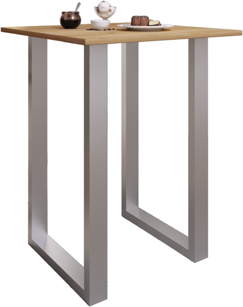 VCM Bartisch Xona 920140 Silber / Honig-Eiche H. 102 x B. 80 x T. 80 cm