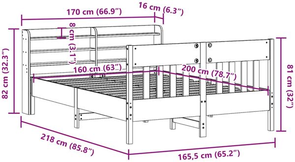 vidaXL Massivholzbett ohne Matratze 160x200 cm Kiefernholz 3306999 Bild 12