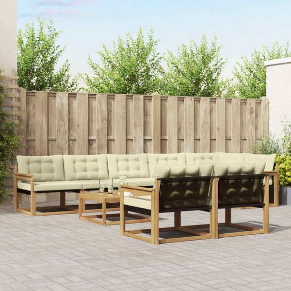vidaXL Outdoor-Sofagarnitur 9 pcs Weiß und Creme 79 x 79 x 37 cm 3388820