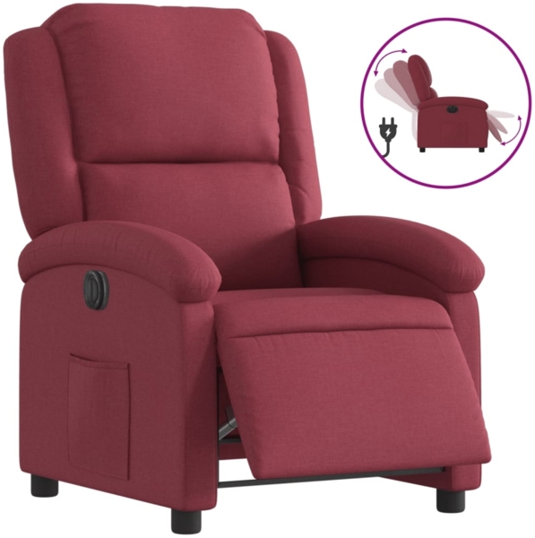 vidaXL Relaxsessel Elektrisch Weinrot Stoff 3204143