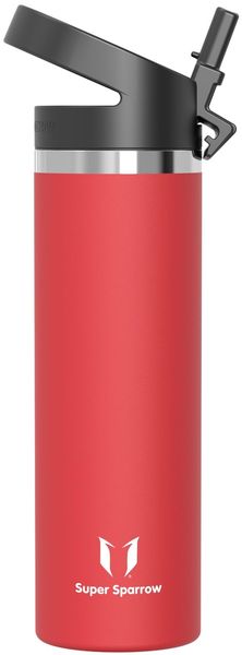 Super Sparrow Trinkflasche Edelstahl 750ml - Breite Öffnung SwivelSip Thermosflasche - BPA-Frei Thermoskanne, Ergonomisch Trinkflaschen Strohhalm für Sport, Travel, Schule, Outdoor