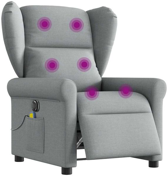 vidaXL Massagesessel Elektrisch Hellgrau Stoff 3303364