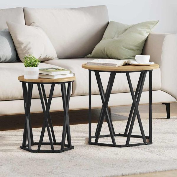 vidaXL Couchtisch 2 pcs Artisan-Eiche Ingenieure Holz und Stahl 868266