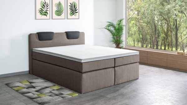 Meisterbetten Boxspringbett Iris 200x220 in WT-Papyrus in WT-Dunkel Grau, Matratzenbezug Nano, Komfortschaum-Topper Bild 4