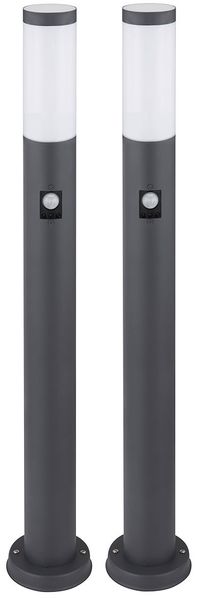2x Stehleuchte, Edelstahl anthrazit, Bewegungsmelder, H 80 cm