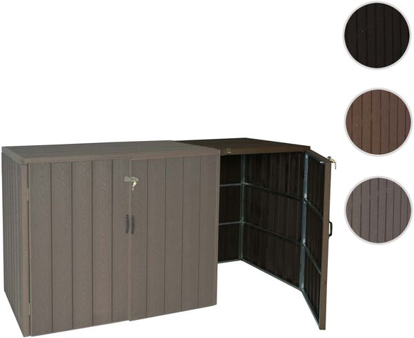 1er WPC-Mülltonnenverkleidung Erweiterung HWC-J28, Premium Mülltonnenbox, Metall Holzoptik ~ braun Bild 8