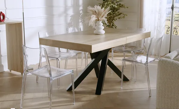 Vente-unique - CATONAV Esstisch Holz, Platte Beige - B 90 cm x H 75 cm x L 200 cm240 cm160 cm
