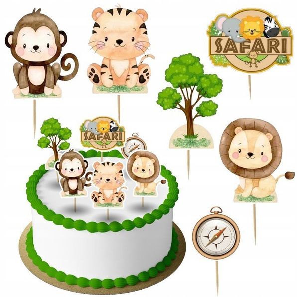 Festivalartikel Tortenstecker Safari Topper Set 6 Stk Geburstag Torten Deko Kuchen Junge