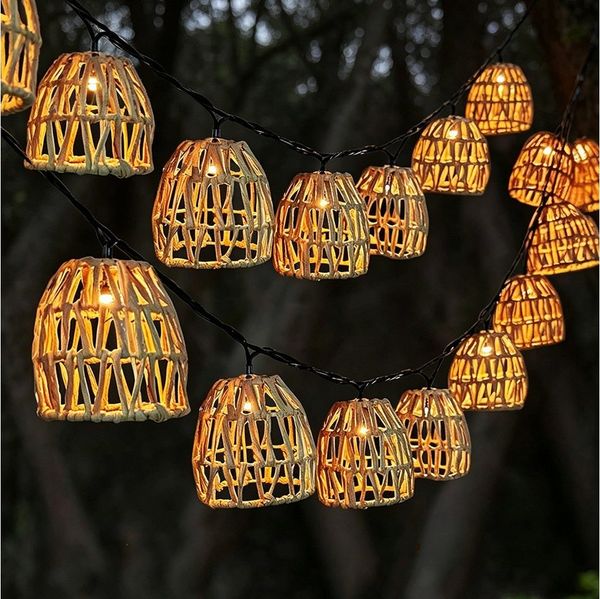 PRIISF LED-Lichterkette LED Lichterkette Weihnachten Beleuchtung Warmweiß Garden Party Deko, Lampion 15 LEDs Lanterne Xmas Lichterketten Terrasse Balkon Hochzeit