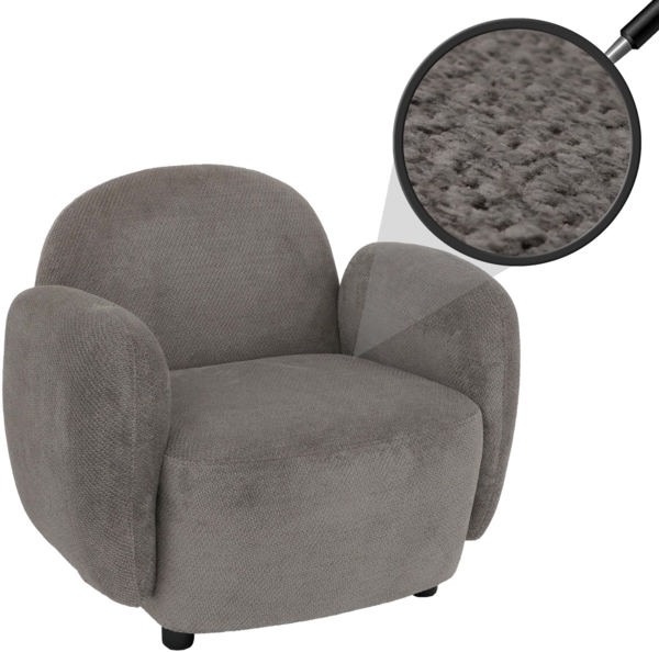 Sessel HWC-P33, Lounge-/Relax-/Cocktailsessel Polstersessel, Stoff/Textil Chenille (330 g/m²) Öko-Tex ~ hellgrau
