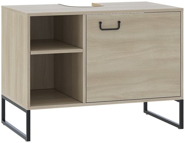 Waschbeckenunterschrank Vionna Eiche/Schwarz 80 x 60 cm mit 2 offenen Fächern Vicco