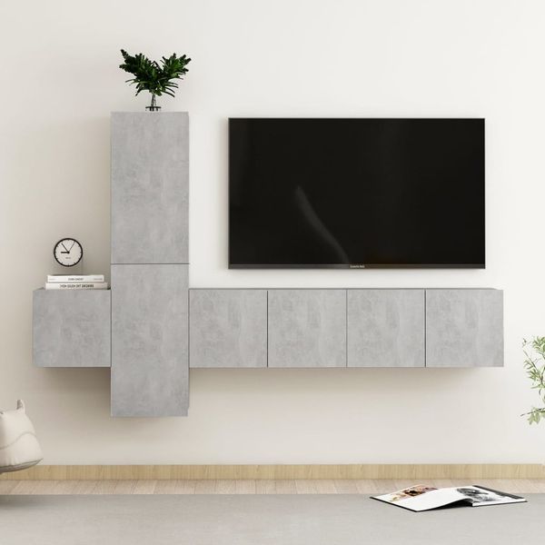 5-tlg. TV-Schrank-Set Betongrau Holzwerkstoff [3079073]