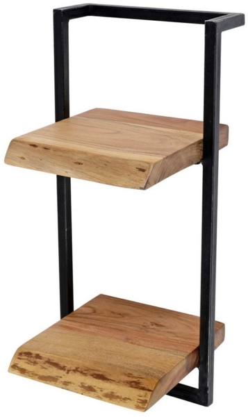 Vintagehaus Wandregal Wandregal Baumkante Edge Akazie Metall 65/30