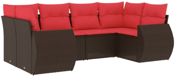 vidaXL 6-teiliges Gartensofa-Set mit Kissen, braun, Polyrattan 3221783